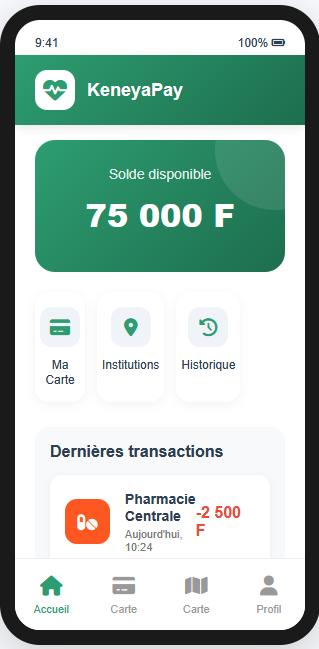 Aperçu de l'écran de l'application